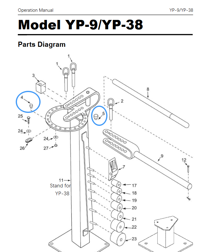 Spare parts #4 block support &# 5 Fixed support for YP-9/YP-38