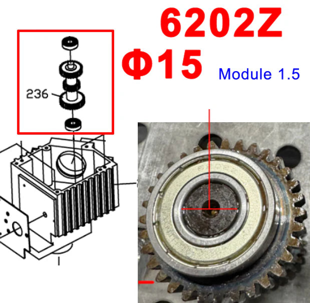 Spare part #236 Gear shaft for BS-912GR Bandsaw