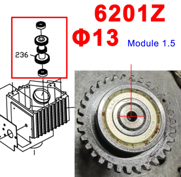 Spare part #236 Gear shaft for BS-912GR Bandsaw