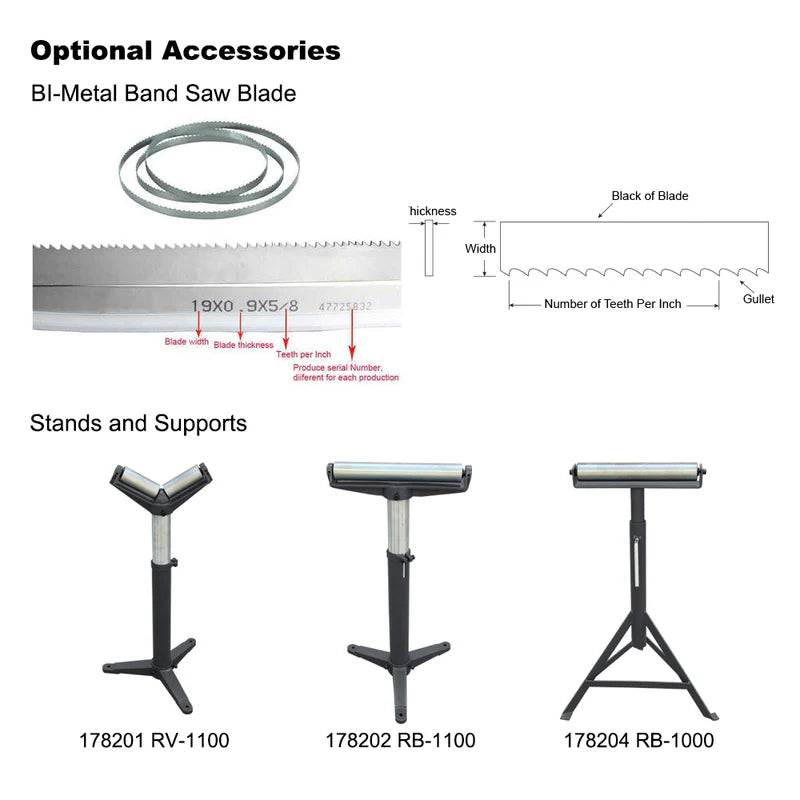 BS-712N Scie à ruban pour métal 7 x 12 pouces . 115V et 230V/60HZ/1PH, précâblé 115V.