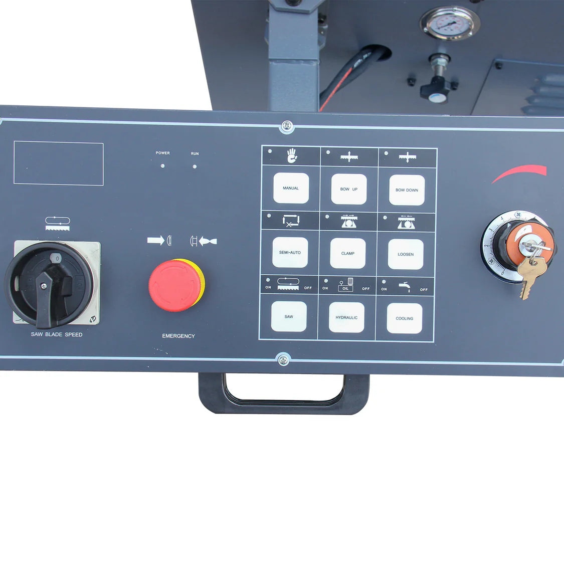 KAKA INDUSTRIAL 18"x9.8" Horizontal Band Saw, Swivel on both sides, Movable control panel, finger touch keys, Max. cutting 13" dia. at 90°, BS-1810GC Metal Cutting Band Saw, 220V-60HZ-3PH