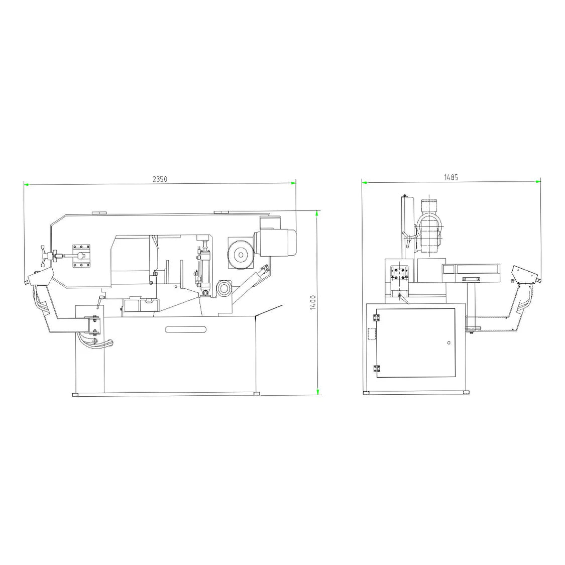 KAKA INDUSTRIAL 18"x9.8" Horizontal Band Saw, Swivel on both sides, Movable control panel, finger touch keys, Max. cutting 13" dia. at 90°, BS-1810GC Metal Cutting Band Saw, 220V-60HZ-3PH