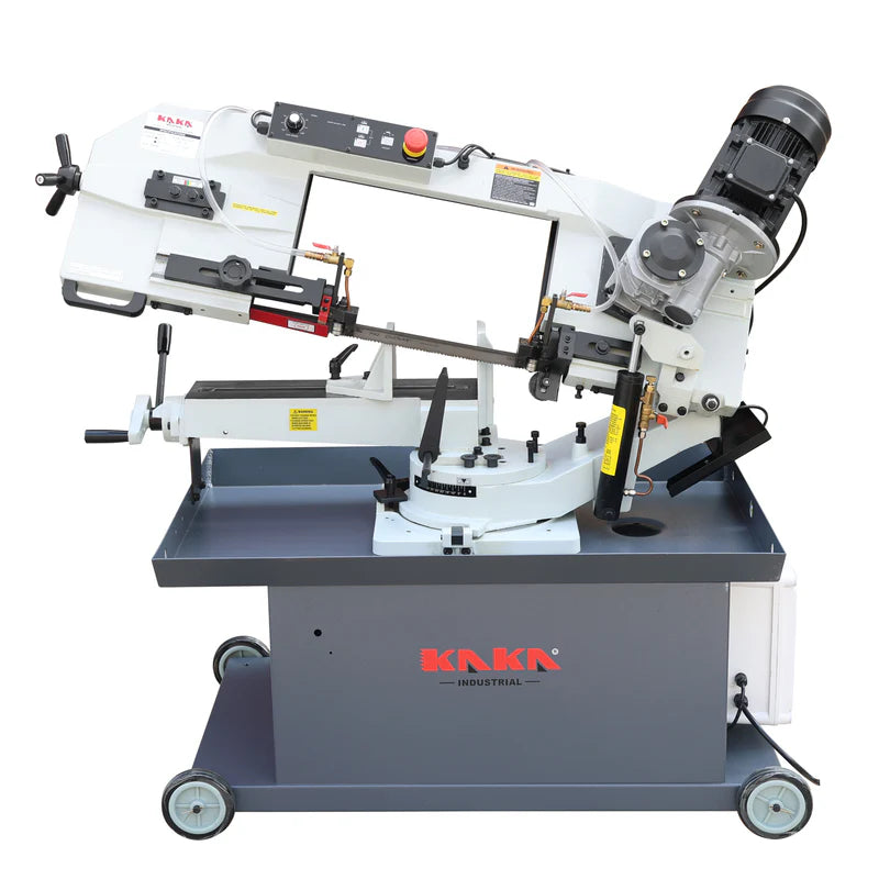KAKA INDUSTRIAL 9" x 12" Horizontal Metal Cutting Band Saw, Gear Drive Bandsaw with Stepless Speed Regulation Heavy-Duty 2 HP (1.5kW) Motor, 110V 1PH and 45-Degree Swivel Head BS-912GR
