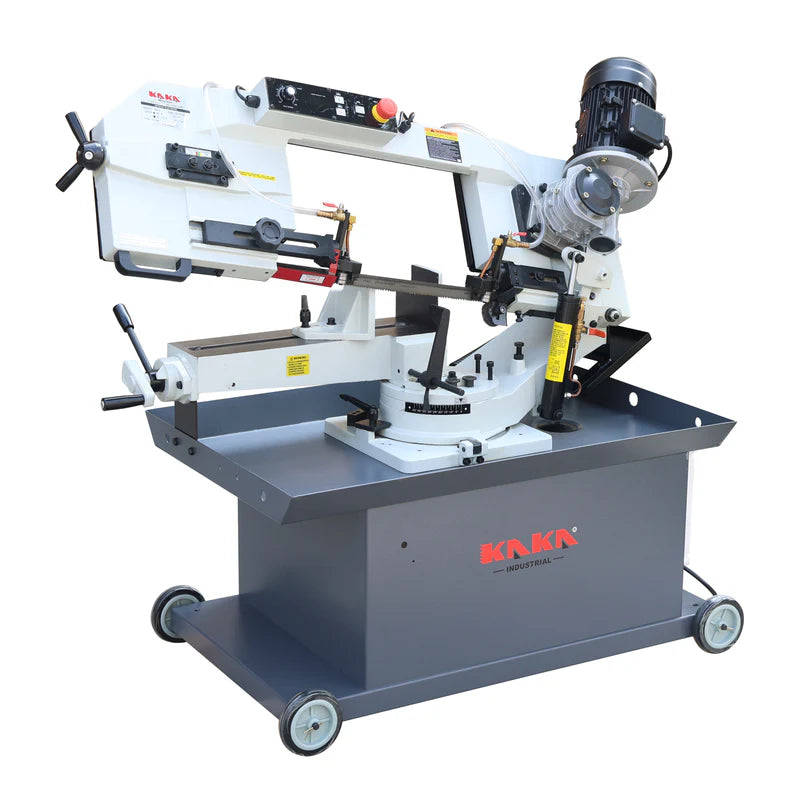 KAKA INDUSTRIAL 9" x 12" Horizontal Metal Cutting Band Saw, Gear Drive Bandsaw with Stepless Speed Regulation Heavy-Duty 2 HP (1.5kW) Motor, 110V 1PH and 45-Degree Swivel Head BS-912GR