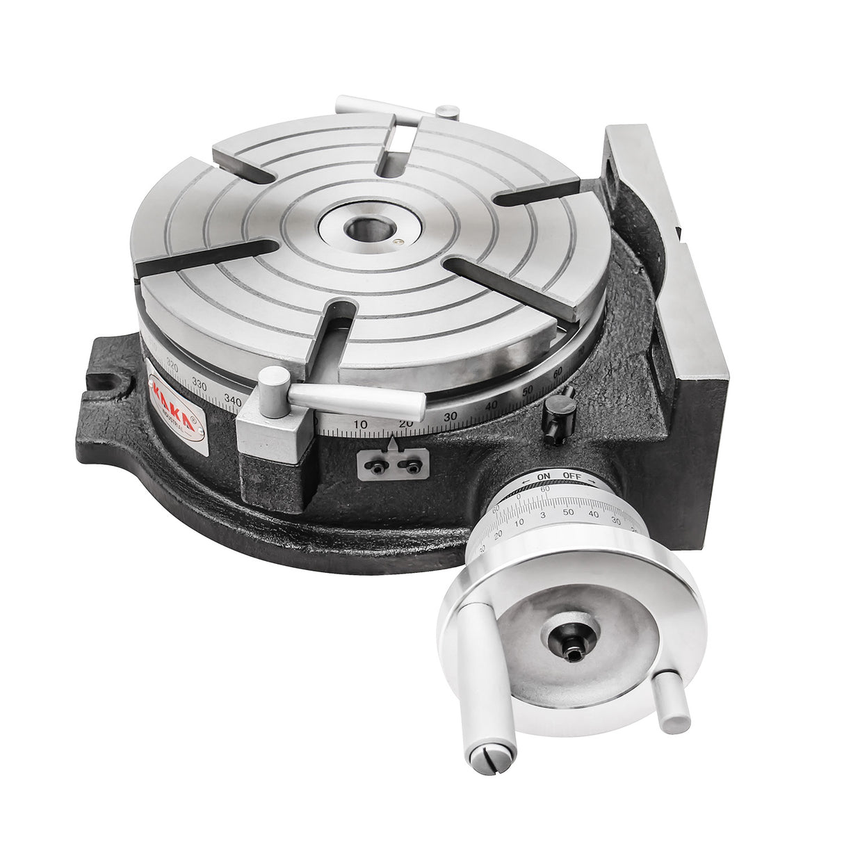 Kaka Industrial HV-10, 10”Horizontal Vertical Rotary Table TSL Vertical & Horizontal MT3 Center Sleeve Rotary Table 6 slot Precision Milling Table 360 Degrees Precision Rotary Table
