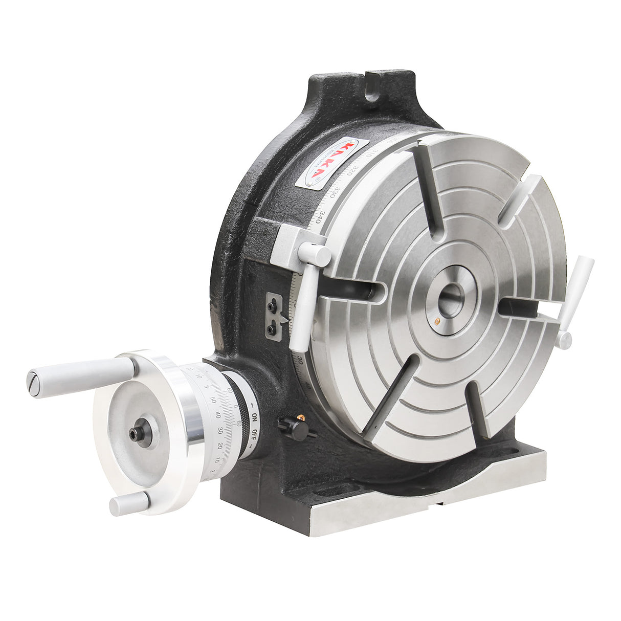 Kaka Industrial HV-10, 10”Horizontal Vertical Rotary Table TSL Vertical & Horizontal MT3 Center Sleeve Rotary Table 6 slot Precision Milling Table 360 Degrees Precision Rotary Table