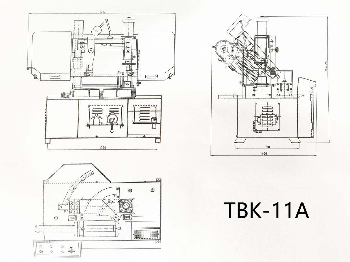 Kaka Industrial TBK-11A Double Column horizontal bandsaw machine 230V-60HZ-3PH