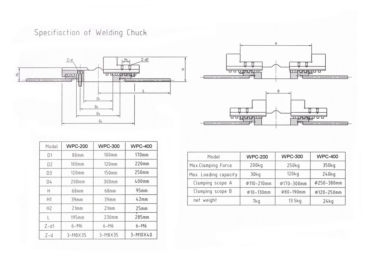 Kaka Industrial WPC-400 Welding Positioner Chuck (For WP-500 welding positioner)