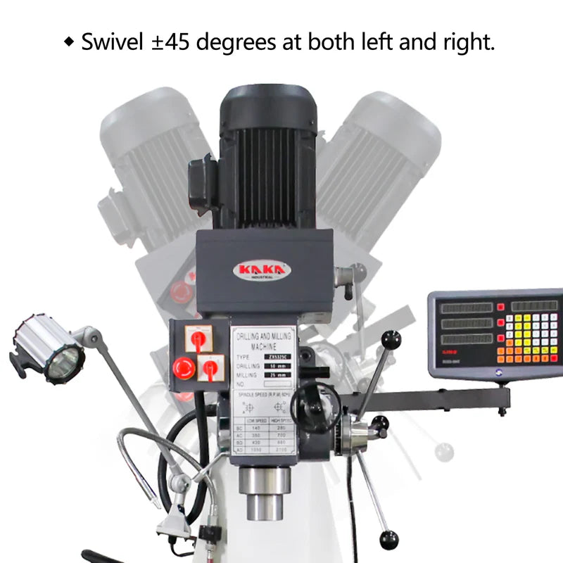 (Pre-Order)Kaka Industrial Gear Head Auto Feed ZX5325C Drilling and Milling Machine (230V/460 V-60HZ-3PH , Prewired 230V