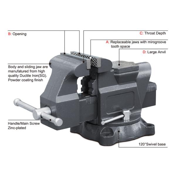AVS-125 5" American Type Bench Vise (Swivel With Anvil)