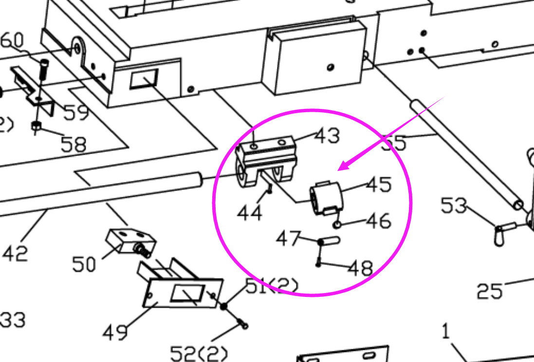 ACME Nut set for vice screw rod used on BS-712N Saw