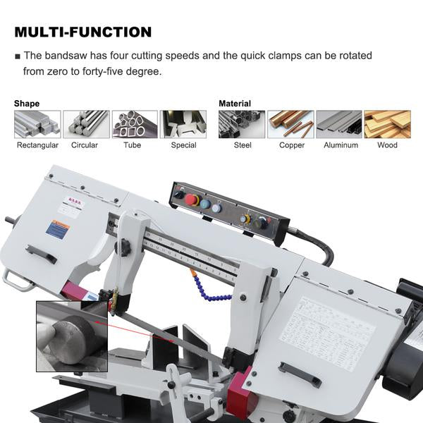 KAKA Industrial BS-1018B 10" Metal Cutting Band Saw Machine. 220V-60HZ-1PH.