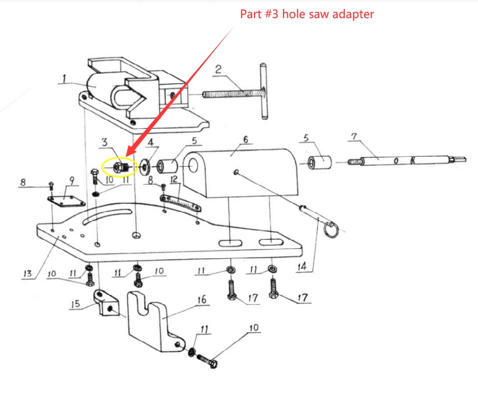 Part#3 Hole saw adapter Nut for PN-1/2A / PN-1/2S