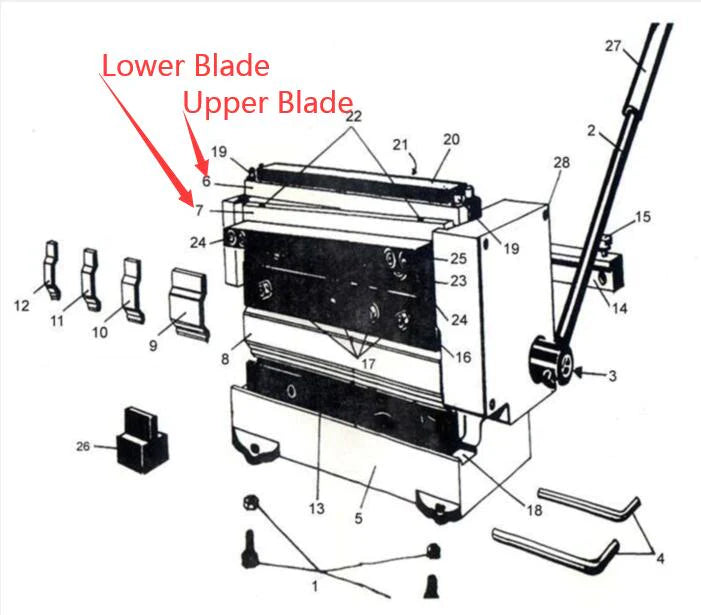 Upper and Lower replacement blade for 171010 8" Shear/Brake