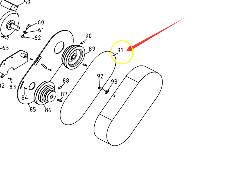 Spare part#91 Driving Belt A-865 for BS-1018T