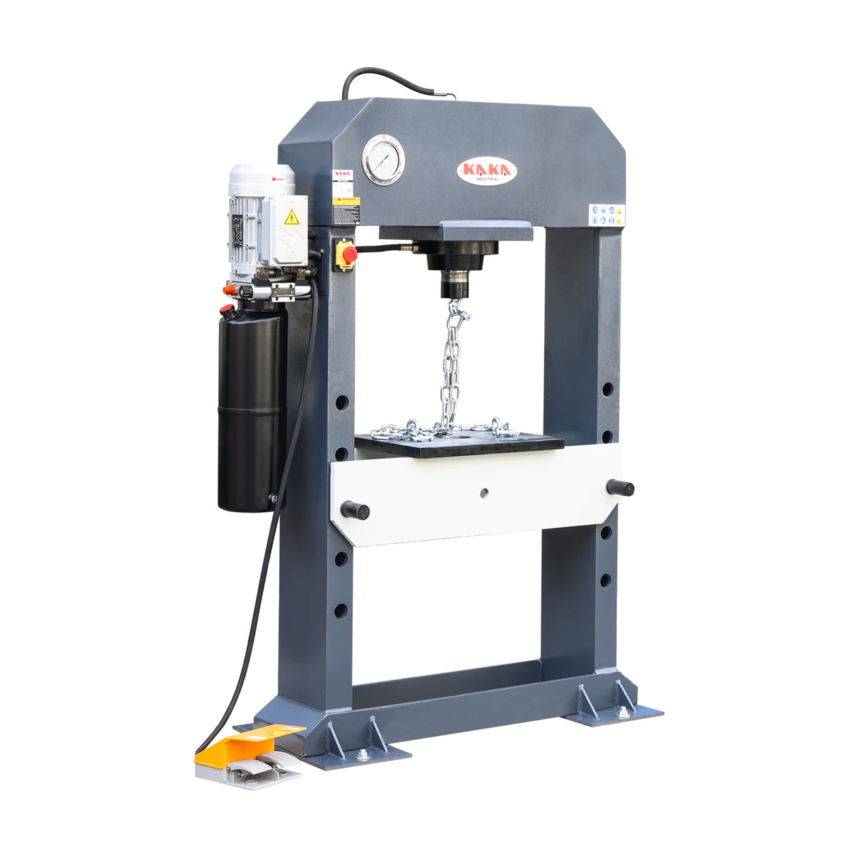 HP-50F Electric Hydraulic Press with Foot Pedal control, 50 ton H-Frame Shop Press with Gear pump( 220V-60HZ-1PH)