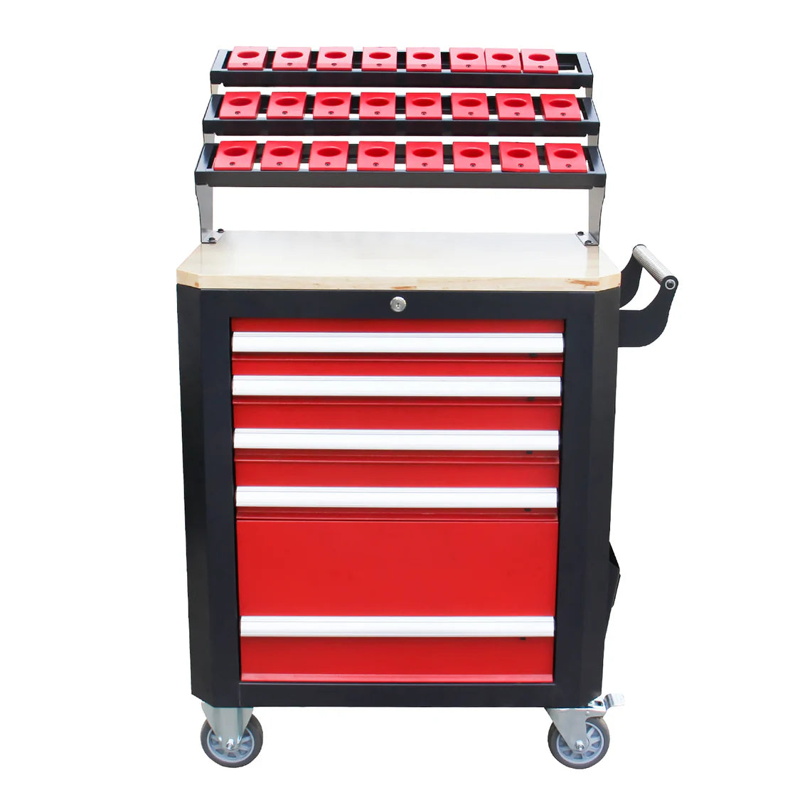 HQC-540A(BT40) Tool Holder CNC Tool Cart, 5 Drawer Tool Chest 77 Capacity 4 Ball-Bearing Glided Drawers, Drawer Mobile Work Station