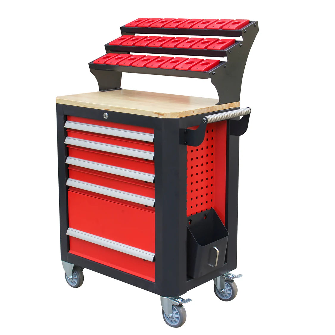HQC-540A(BT40) Tool Holder CNC Tool Cart, 5 Drawer Tool Chest 77 Capacity 4 Ball-Bearing Glided Drawers, Drawer Mobile Work Station