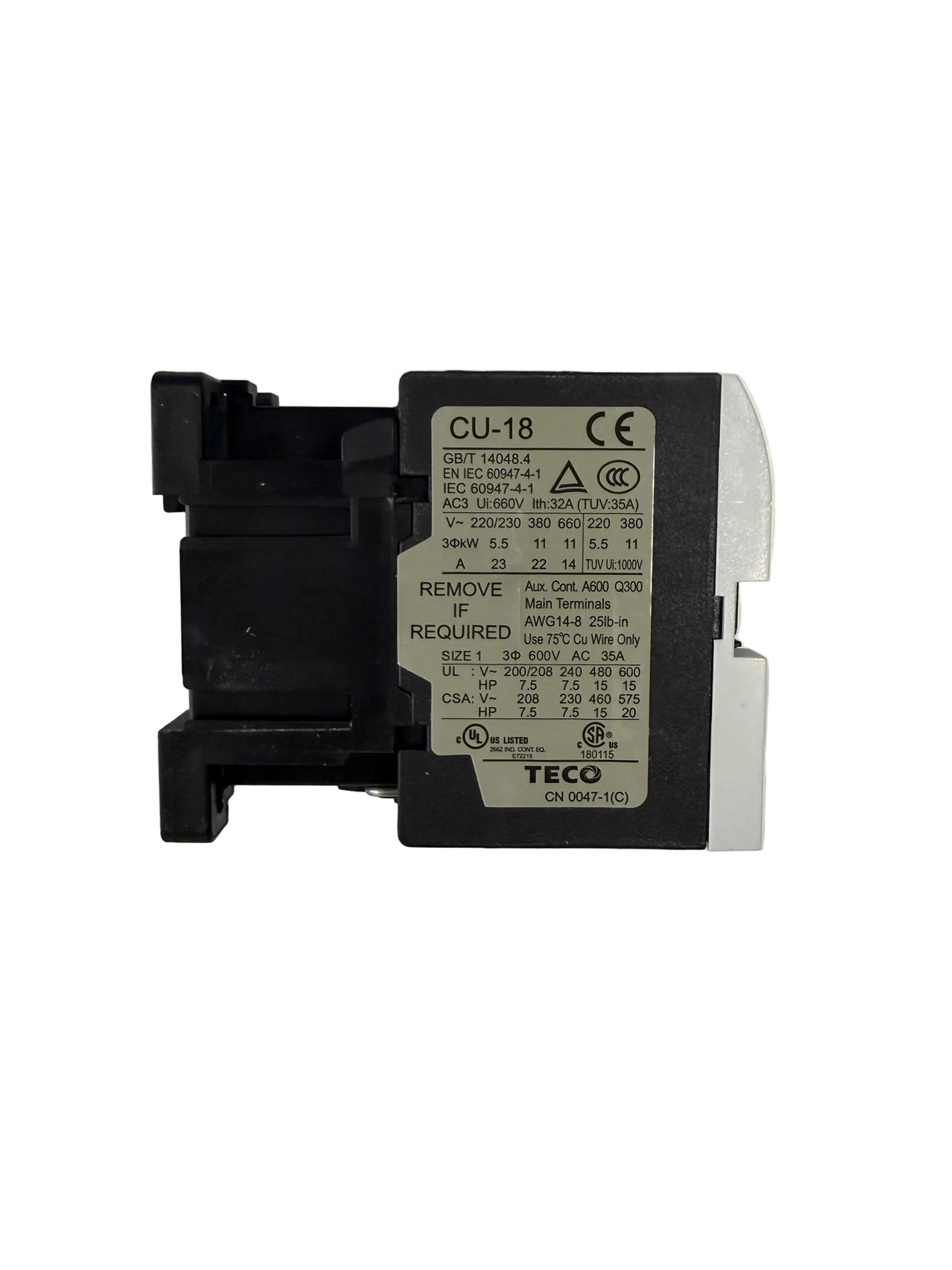 TECO AC contactor CU-18 for THS-5212