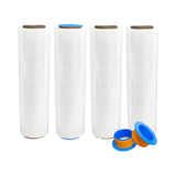4 Rolls Stretch Film 20" x 1,312 ft x 100 Gauge Clear Pallet Wrap with Handle Holder
