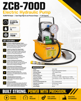 Kaka Indsutrial ZCB-700D 10000 PSI Hydraulic Electric Pump 750W Single Acting 110V Solenoid Pedal 7L Hydraulic Power Pack Cylinder