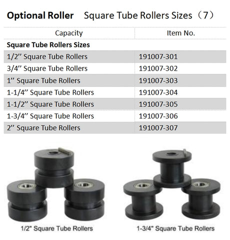 Matrices à rouleaux pour tubes carrés TR50 
