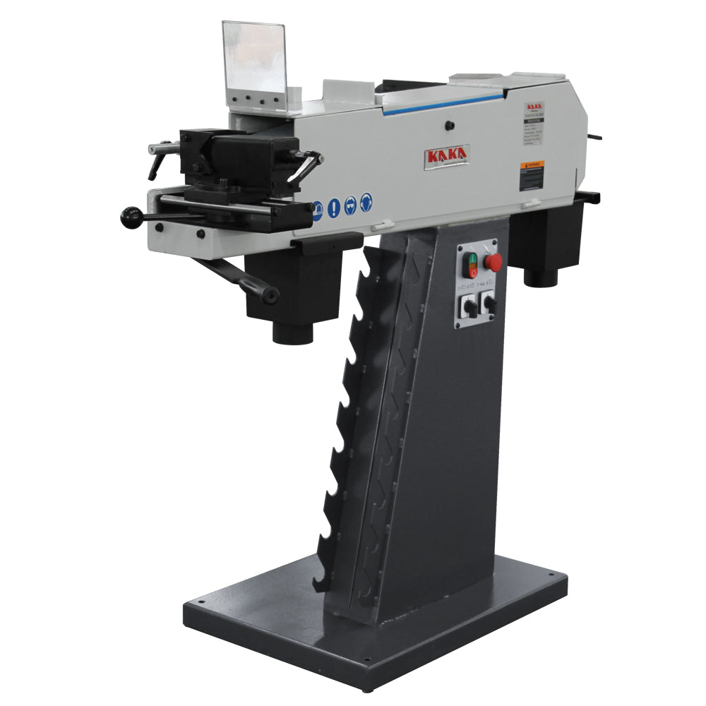 Kaka Industrial PRS-4A Belt Grinder, Belt Sander with Cast Iron Base, Grinds at angle from 30-90 degree, Arc cutting which is ideal for pipe-shaped, 220V-60HZ-3PH