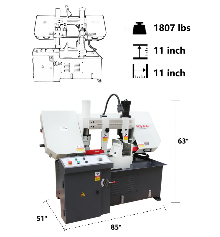 Kaka Industrial TGK-11A Scie à ruban horizontale à double colonne 230V-60HZ-3PH 