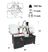 Kaka Industrial TGK-11A Scie à ruban horizontale à double colonne 230V-60HZ-3PH 