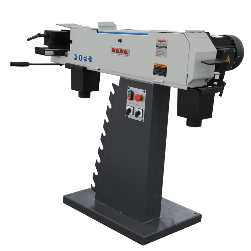 Kaka Industrial PRS-4A Belt Grinder, Belt Sander with Cast Iron Base, Grinds at angle from 30-90 degree, Arc cutting which is ideal for pipe-shaped, 220V-60HZ-3PH