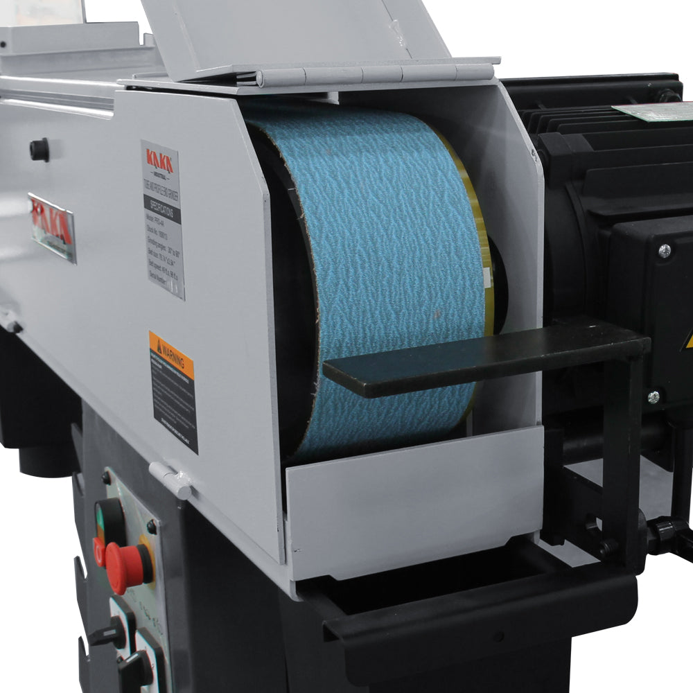 Kaka Industrial PRS-4A Belt Grinder, Belt Sander with Cast Iron Base, Grinds at angle from 30-90 degree, Arc cutting which is ideal for pipe-shaped, 220V-60HZ-3PH