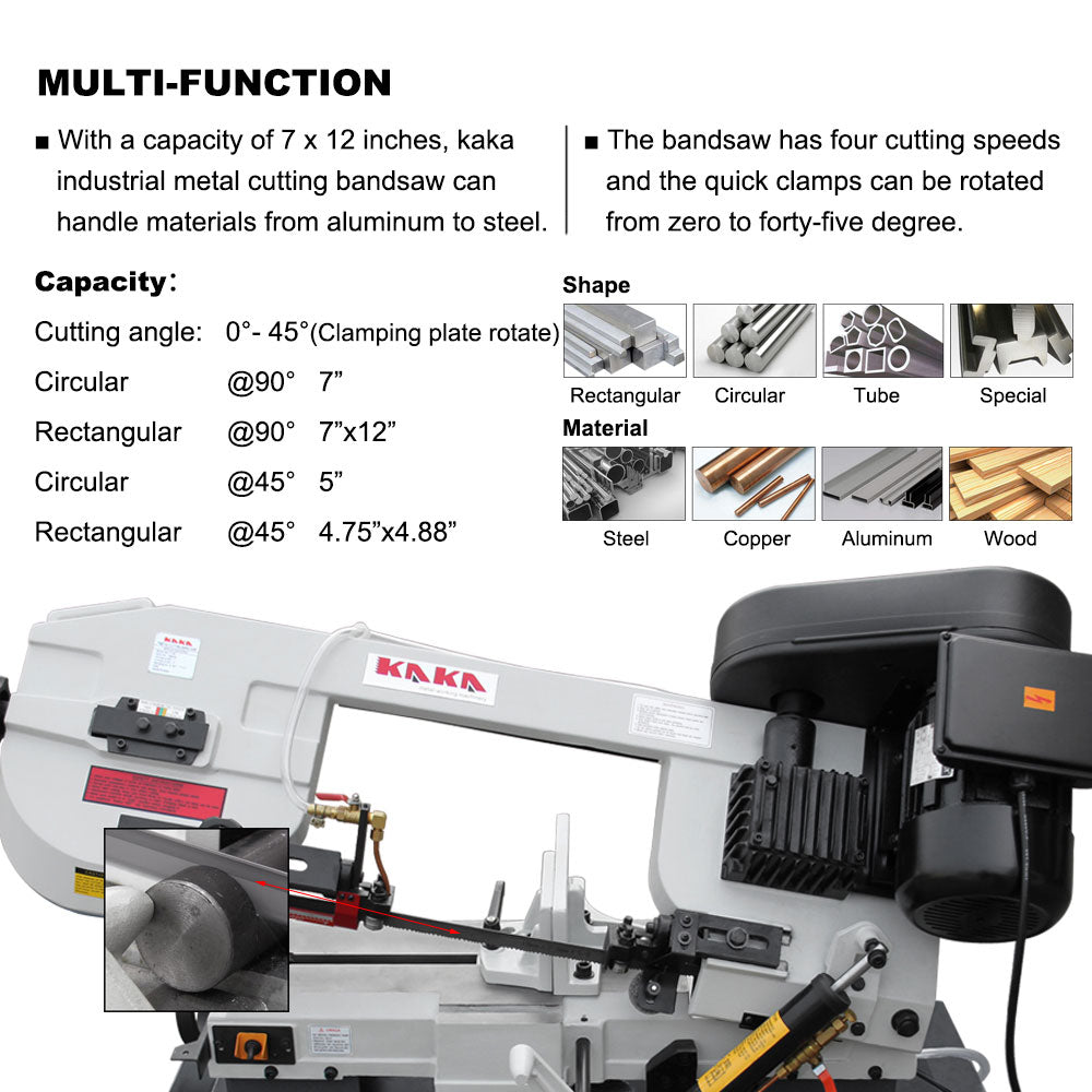 BS-712N  7x12 Inch Metal Cutting Bandsaw . 115V&230V/60HZ/1PH，Prewired 115V.
