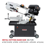 BS-712R 7" Metal Cutting Band Saw Machinery (115V&230V/60HZ/1PH，Prewired 115V)