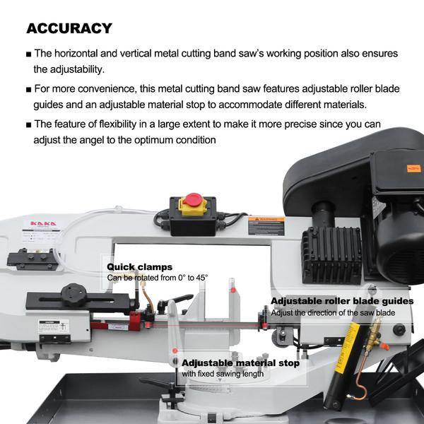 BS-712R 7" Metal Cutting Band Saw Machinery (115V&230V/60HZ/1PH，Prewired 115V)