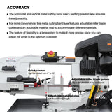 BS-712R 7" Metal Cutting Band Saw Machinery (115V&230V/60HZ/1PH，Prewired 115V)
