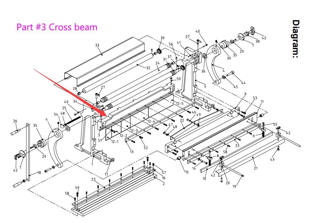 Part#171001-3 Cross beam for 171001 3-IN-1/305